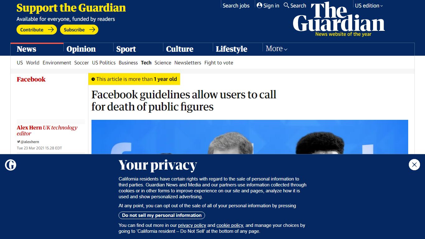 Facebook guidelines allow users to call for death of public figures ...